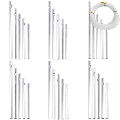 Wind Chime Tubes 30Pcs Wind Chime Kit for DIY Home Garden Outdoor Hanging Decorations 5 Different Length (Wind Chime+ String)