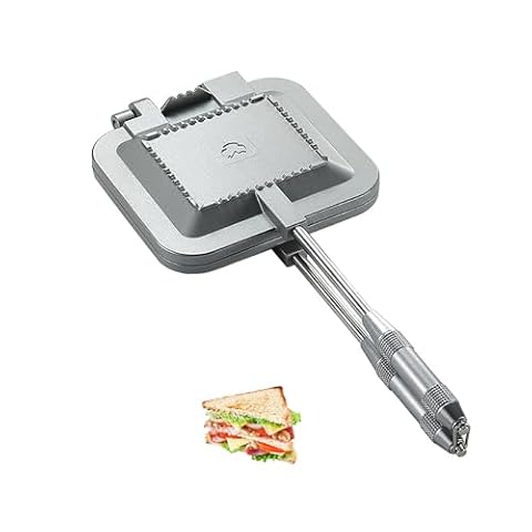 Camping Moon Camping-Toastie-Maker, aluminiowy, dwustronny, grzałka-toster, opiekacz do kanapeczek, wielofunkcyjna płyta grzewcza, patelnia grillowa, urządzenia kuchenne (srebrny)