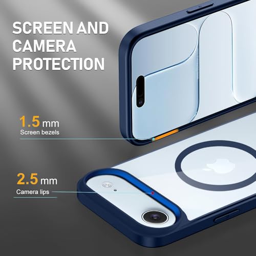 Image of iPhone 17 Air Transparent Case | Shockproof Bumper & Camera Protection | Magsafe Compatible | Sleek Hard Crystal Back Cover for iPhone 17 Air - Dark Blue