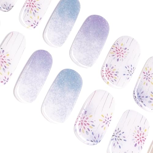 DANNI & TONI ジェルネイルシール 花火 夏 ラメネイルシール 硬化タイプ 夏 ネイルシール ジェル ネイルデザイン 貼るジェルネイル 長持ち無臭 防水 SGS認定 初心者簡単 ハサミ付き (花火上げ)の商品画像（Amazon）