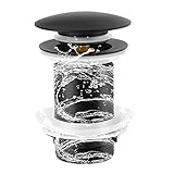 【Materiales de alta calidad】 La tapones de desagüe lavabo está hecha de latón y silicona de alta calidad, es duradera y no se oxida fácilmente. El acabado negro mate superior es resistente a la corrosión y al óxido.