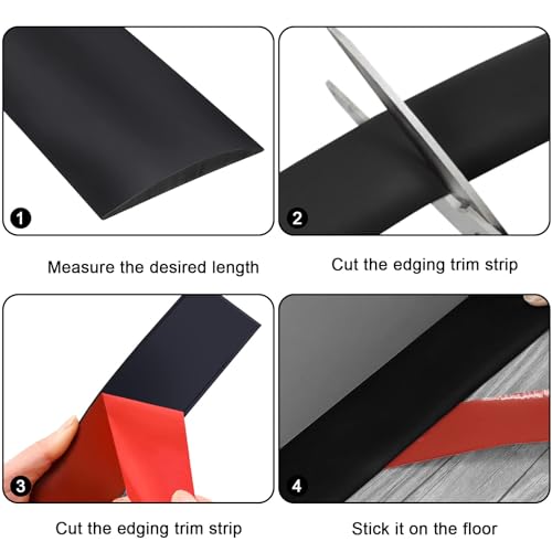 5cm×3m Übergangsprofil Selbstklebend Vinyl Übergangsschiene, Bodenleiste Fußböden Abdeckleisten Holzmaserung Abdeckleisten für Fußböden (Schwarz)