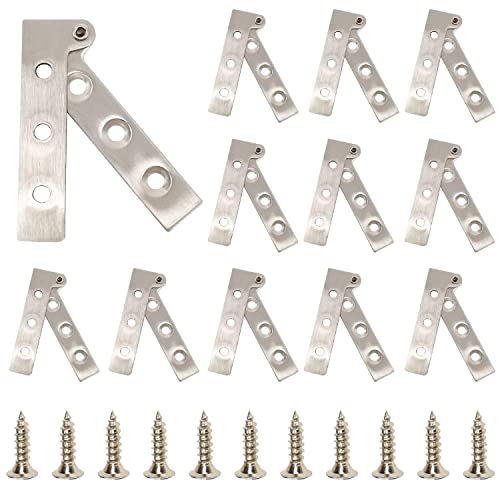 12 Pièces Charniere Inox 180 Degrés Pliante, Porte Placard Charnière Meuble Avec 120 Pcs Vis en Connecteurs, Pour Porte Maison Matériel Meubles de Armoire Garde Tiroir Charnières (65x22mm) Cover