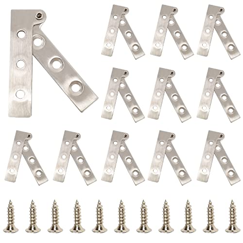 12 Pièces Charniere Inox 180 Degrés Pliante, Porte Placard Charnière Meuble Avec 120 Pcs Vis en Connecteurs, Pour Porte Maison Matériel Meubles de Armoire Garde Tiroir Charnières (65x22mm)