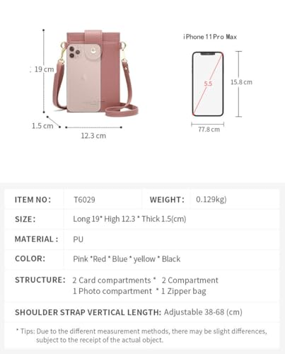 Image of Womens Fashion Small Crossbody Bag Light Leather Cellphone Case Wallet Shoulder Purse Credit Card Holer Handbag Girls Travel Passport Pouch Messenger Satchel for iPhone 11 Pro Max 6 /7 /8 Plus