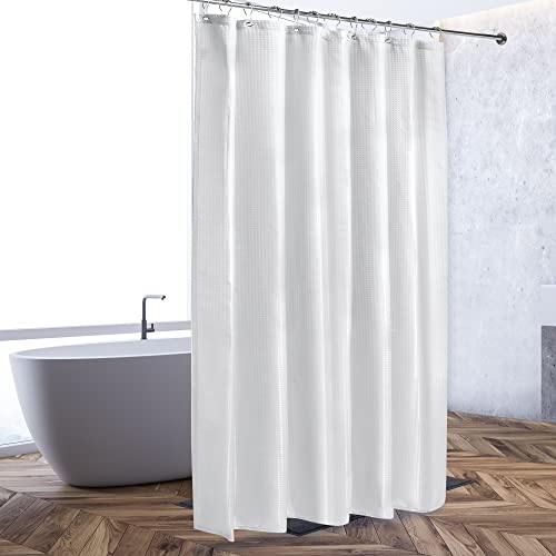 Ailouger Fabric Shower Curtain Liner, Waterproof Soft Cloth Machine Washable Shower Curtain, Shower Curtain Liner For Bathroom 72’’X72’’ Hotel Quality (White) #TOP1