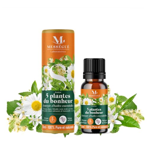 5 PLANTES DU BONHEUR - SYNERGIE D'HUILES ESSENTIELLES - 10 ml - 100% pure et naturelle - Mességué