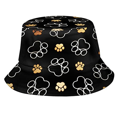 Cute Animal Dog Paw Print Bucket Hat Fashion Cute Paw Print Summer Travel Fisherman Cap For Women Men Unisex #TOP21