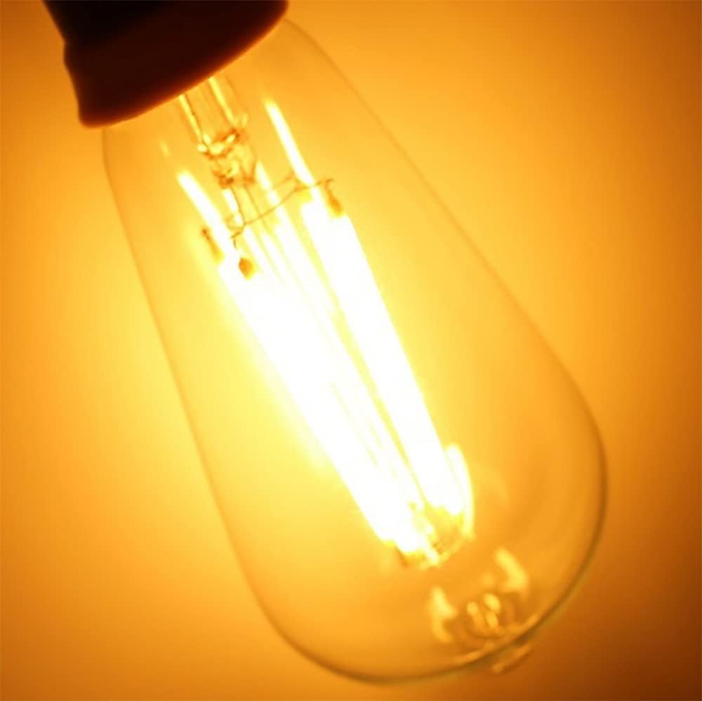 Edison Bulbs E26/E27 Base 2W LED Filament Bulbs(20 Watt Equivalent) ST64 Decorative Light Bulbs, 3000K Warm White, 110V, for Home, Bedroom, Office, Pack of 6
