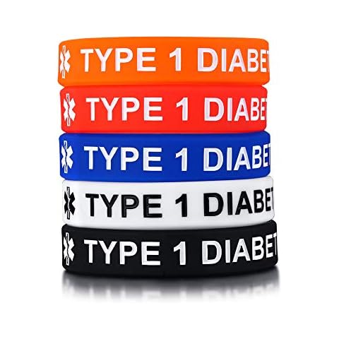 VNOX Bandas Médicas de Caucho de Silicona Tipo 1 Diabetes Pulseras Médicas de Caucho para Niños Cover