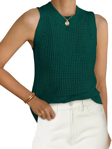 Image of PRETTYGARDEN Womens Summer Crochet Tank Tops Knit Sweater