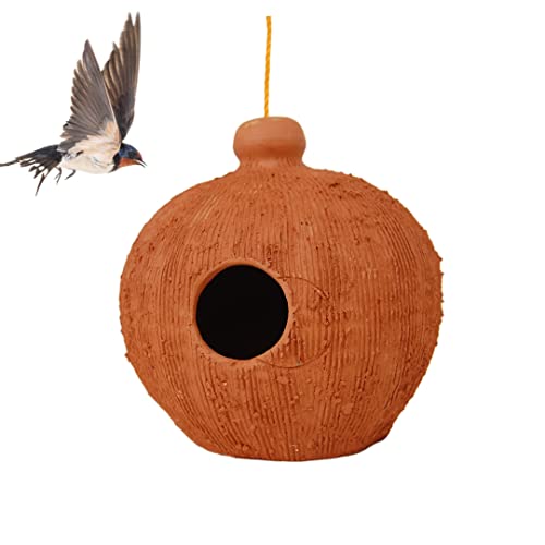 Nichoir suspendu en argile pour observer les petits oiseaux de votre jardin