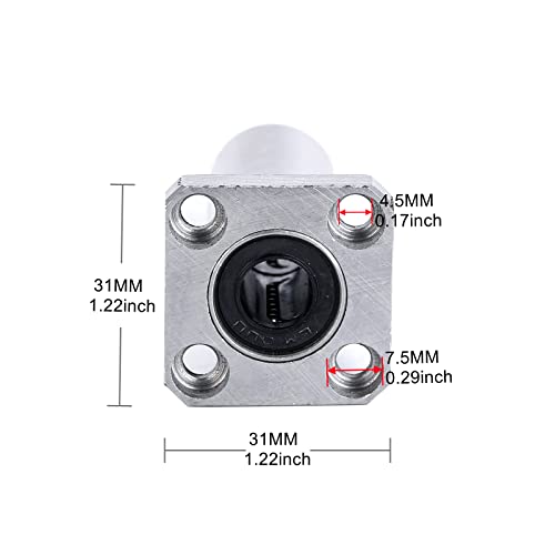 Ruimou 2 Stück LMK10UU Längermodell Quadratisches Linearlager Gleiteinheit (10 mm Innendurchmesser) für CNC-Maschinen, 3D-Druckerteile