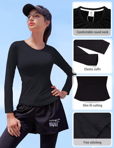 Image of Venzina Women's Long Sleeve Quick Dry T-Shirt UPF 50+ Sun Protection |Moisture Wicking, Stretchable, Lightweight Athletic Top for Yoga, Running, Dance, Gym & Casual Wear