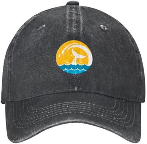 KLYJI Whale Tail Out Baseball Caps for Men Adjustable Size, Yellow Blue Cap Womens Baseball Hat Distressed Washed, Cotton Cap Novelty Whale Logo Unisex Dad Hat for Running Workouts