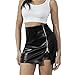 FLUFFY SENSE. Women's Leather Mini Skirt –Stretchy High Waisted Zipper Slit Faux Pleather Bodycon Short Pencil Skirt (US, Alpha, Medium, Regular, Regular, Black Leather-Textured)