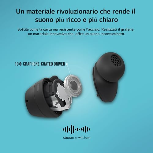 Lg,Xboom Buds Lite, Cuffiebluetooth, Auricolari, Auricolari Anc Sport, Auricolari In Ear Bluetooth Cancellazione Attiva Rumore, Cuffie Wireless, Nero - 4