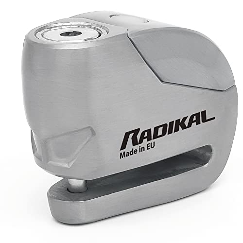 RADIKAL RK9Z Antivol Moto, Bloque Disque Alarme Premium 120dB On/Off +Warning+LED Plus Visible, Étanche, Pile CR2 Longue Durée, 100% Métal Compact Bloc...