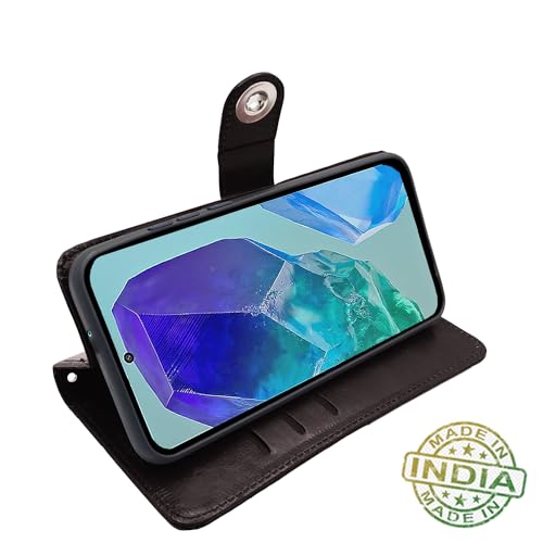 Image of Pikkme Flip Cover Leather Finish | Inside TPU with Card Pockets | Wallet Stand and Shock Proof | Complete Protection Button Flip Case for Samsung Galaxy M55 5G / M55s 5G / F55 5G (Coffee)