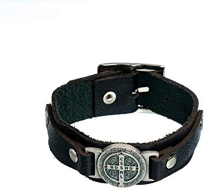 Intercession St Benedict Genuine Leather Protection Bracelet - Made in Brazil