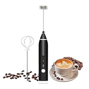 WPHGS Melkfolie, koffiefolie Elektrische Whisk, Handheld Melk Frothers USB Oplaadbaar met 2 Spring Whisk Heads, USB…