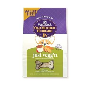 Old Mother Hubbard by Wellness Classic Just Vegg’N Natural Dog Treats, Crunchy Oven-Baked Biscuits, Ideal for Training, Small Size, 3.3 pound bag