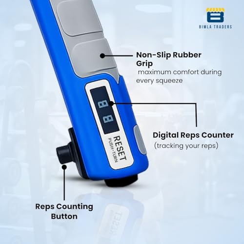 Image of CRAE Hand Gripper with Counter - Adjustable Grip Strengthener, 60 KG Capacity for Forearm, Wrist & Finger Workout Men & Women (Blue)