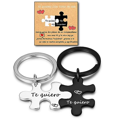 Lwkeay regalo para parejas - Llavero Parejas,Pieza Puzzle Pareja Llaveros，Grabado Te quiero，regalo mujer/hombre Regalo de San Valentín