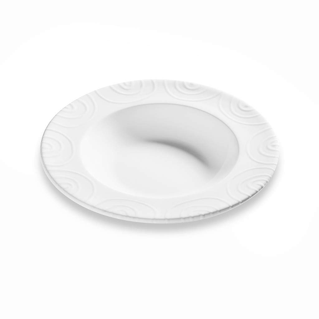 GMUNDNER KERAMIK Assiette à Soupe Gourmet Ø 24 cm Flamme Blanche Assiettes Creuses Ceramique Fait à la Main en Autriche