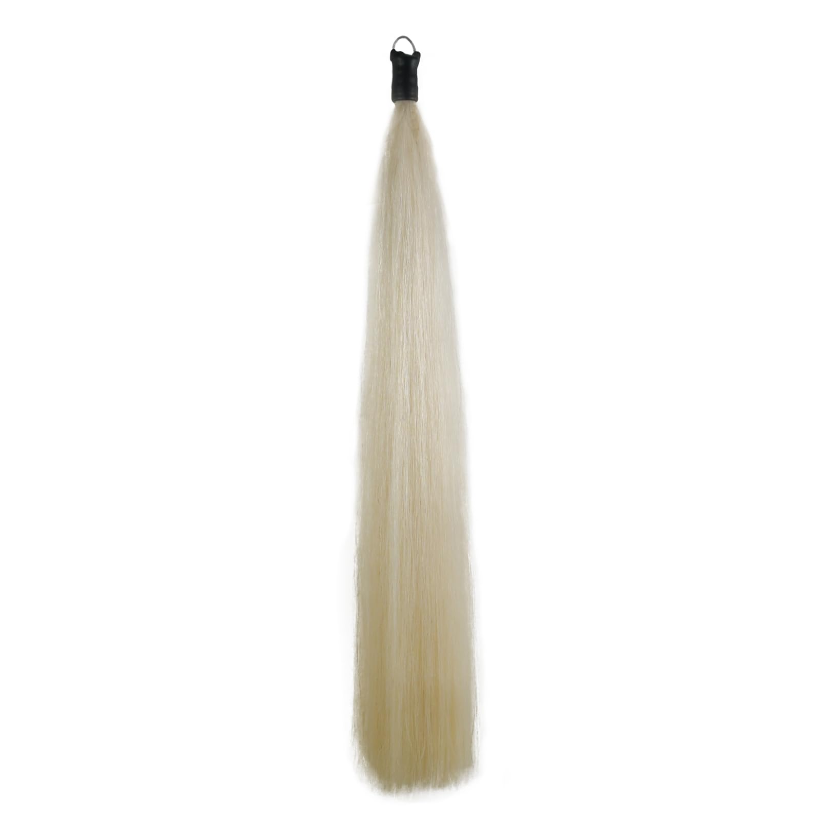 Photo 1 of 28-30 IN Long 3/8 LB Horse Tail Extension with Braided Horsehair Loop & Blunt Cut Bottom (Natural White)