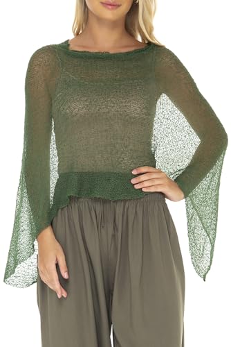 Image of SHU-SHI Womens Sheer Knit Poncho Shrug Lightweight Cover Up One Size Fits Most