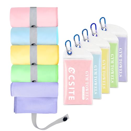 CSITE Microfiber Gym Towels - 5 Pack Highly Absorbent & Quick-Drying, Odor-Free, Sports Sweat Towels for Men & Women, Perfect for Workout, Yoga, Running, Fitness, Tennis, Swimming and Travel
