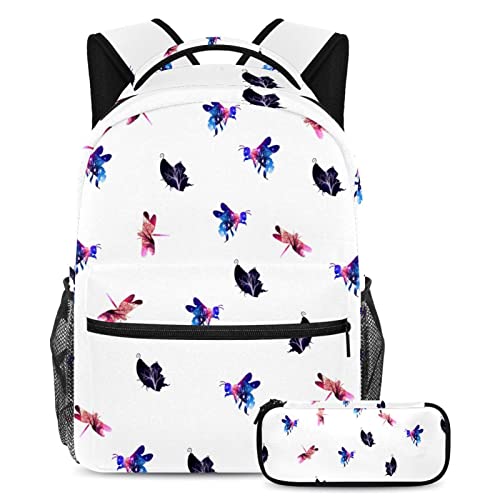 Sac à dos papillon cartable enfant fille garçon avec trousse scolaire multicolore 40cm