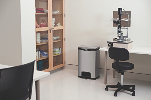 Rubbermaid Commercial Products 1901994 Rubbermaid Commercial Slim Jim Stainless Steel Front Step-On Wastebasket With Trash/Recycling Combo Liner, 13 Gal, Black Trim #TOP6