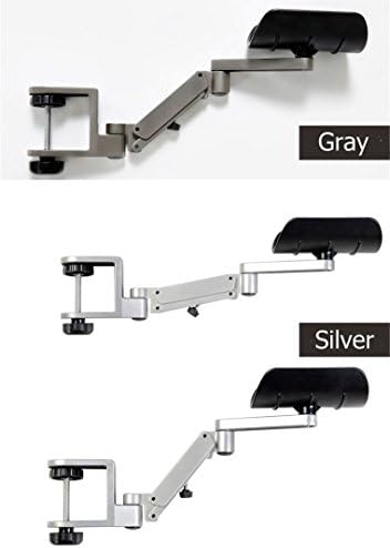YANGHX Newest Design Ergonomic Articulating Computer Laptop Arm Support | Height Adjustable Armrest Desk Extender | User-friendly Attachable Aluminum Alloy Arm Stand (Gray)