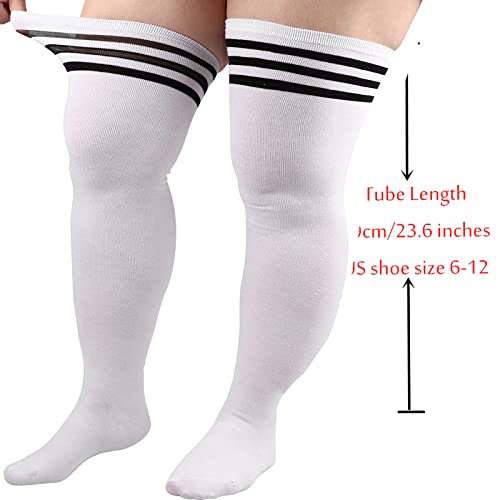 Image of YELAIVP Plus Size Thigh High Socks Extra Large Stripe Over Knee High Stockings for Women