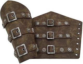 ITODA PU Leather Medieval Arm Guard Knight Gauntlet Armor Wristband Guard Vintage Archer Gauntlet Cosplay Costume Gothic Viking Punk Costume Wide Bracer Arm Cuff(1pcs)