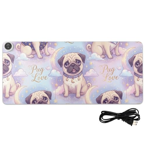 Tapis de souris chauffant pour table d'ordinateur cuir 80x33 cm idéal hiver au bureau