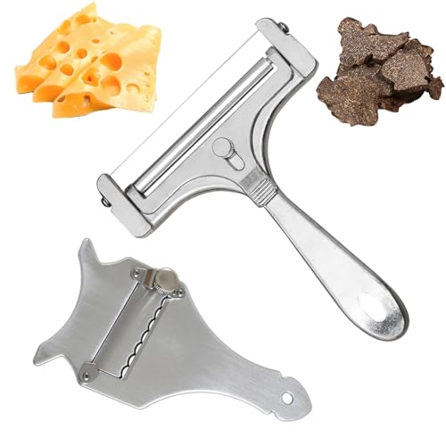 2 Pièces Réglable Trancheur de Truffes Kit, 1 Acier Inoxydable Rasoir à Truffe avec 1 Trancheuse à Fromage, Rape a Truffe avec Trou Suspendu pour Chocolat Ail Champignons