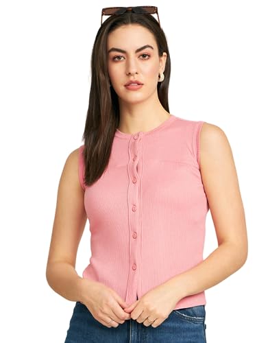 Image of Modeve Women Ribbed Sleeveless Fitted Top for Summer