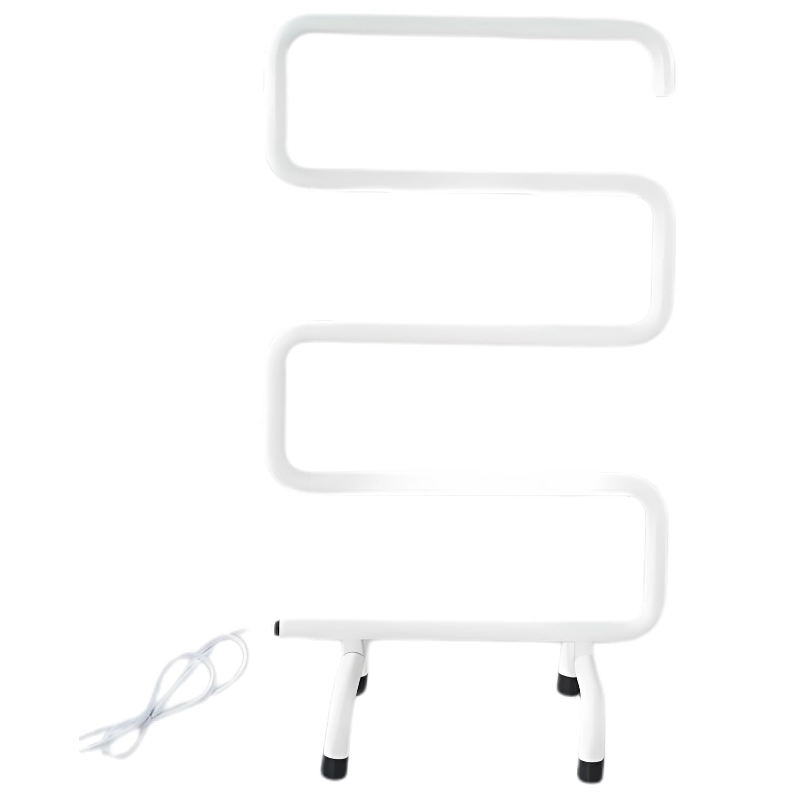 Iincooy White Electric Heated Towel Drying Rack Electric Stainless Steel Heated Towel Rail Bathroom Floor-Standing Energy Efficient Towel Warmer (Color : )