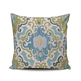 WEINIYA Home Custom Decor Green and Blue Ikat Pattern Throw Pillow Cover Exquisite Double Sides Printed Patterning Square 20x20 inches