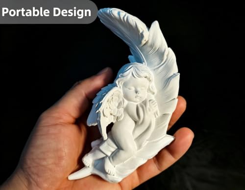 Estatua Ángel Guardián Pequeña de Resina Blanca 4.3 in miniatura 4