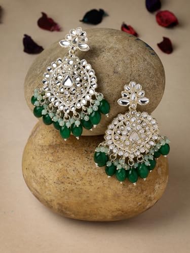 Elegant Beaded Kundan Drop Earrings (E105786)