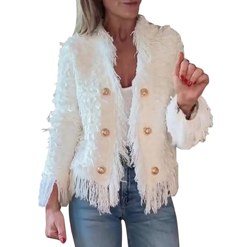 Womens Fuzzy Open Front Cardigan 2025 Trendy Faux Fur Coat Dressy Shaggy Jackets Fashion Fall Winter Clothes