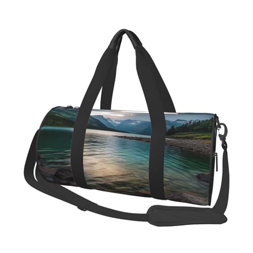 Travel Duffle Bag Weekender Bags for Men Women with Shoe Compartment Large Capacity Weekender Overnight Bag Glacier National Park Carry On Tote Bags Sport Gym Bag for Travel Yoga, Black, One Size