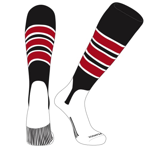 PEAR SOX OTC Baseball Softball Stirrup Socks (C, 5in) Black, White, Red