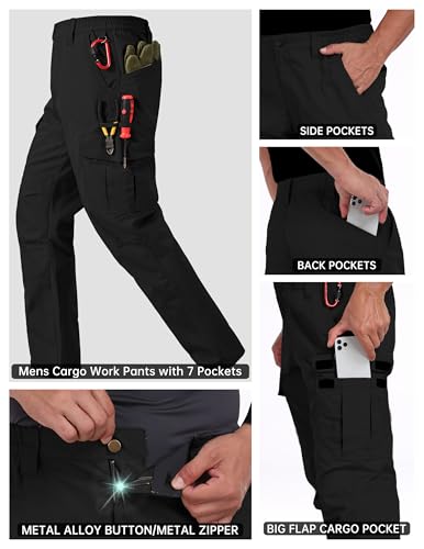 Mens Work Pants Ripstop Waterproof Cargo Pants for Men with 7 Pockets Tactical Hiking Pants3