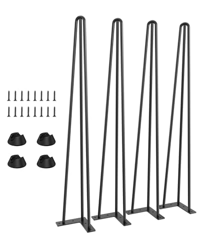 TITECK Hairpin Table Legs Black - 71cm 3 Rod / 10mm Table Legs For Desk Dining Table DIY Furniture With Screws Heavy Duty Furniture Legs (28)