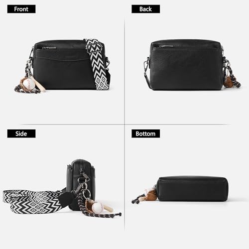 TANTOMI Crossbody Bags for Women, Vegan Leather Crossbody Purses for Women, Triple Zip Cell Phone Shoulder Bag Handbags with Adjustable Wide Strap — view 5
